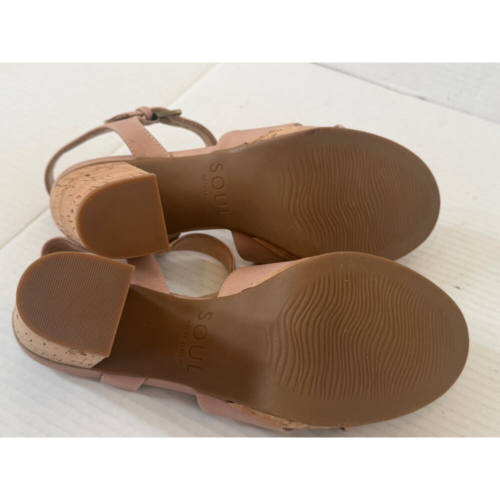 NWOT Soul Naturalizer Beige 4 in Block Cork Heel Platform Sandal Shoe Sz 9.5 - Picture 6 of 7